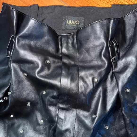 Liu Jo Milano faux leather Black Pants with Stud Accents high waist size 38 EU - Picture 4 of 13